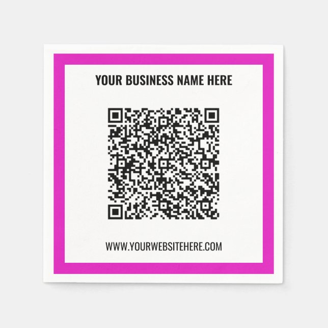 Custom QR Code Scan Info Text Napkins Your Colours (Front)