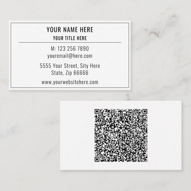 Custom QR Code Scan Info Your Business Card (Front/Back)