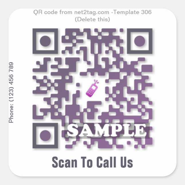Custom QR code sticker (QR code template #306) (Front)