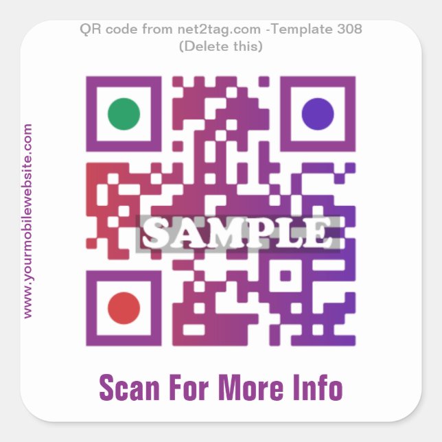 Custom QR code sticker (QR code template #308) (Front)