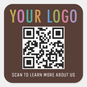 Custom QR Code Stickers with Logo Chocolate Brown
