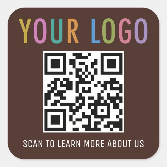 Custom QR Code Stickers with Logo Chocolate Brown (Front)
