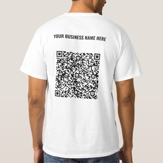 Custom QR Code T-Shirt with Your Business Name (Back)