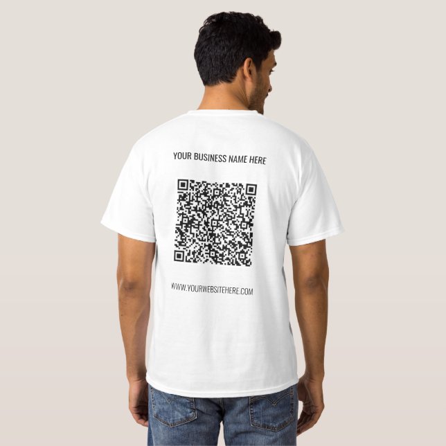 Custom QR Code T-Shirt Your Name Website Text Info (Back Full)