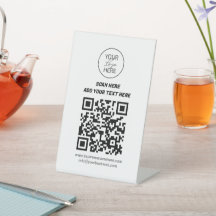 Custom QR Code Table Sign with Logo | Business Inf
