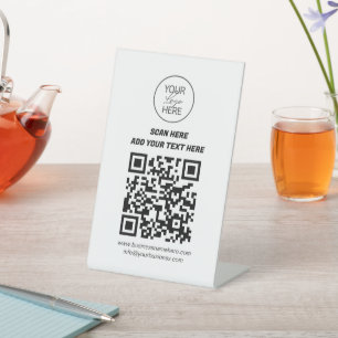 Custom QR Code Table Sign with Logo Business Inf