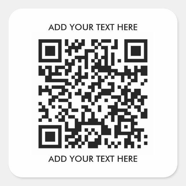 Custom QR Code Template Add Text Square Sticker (Front)
