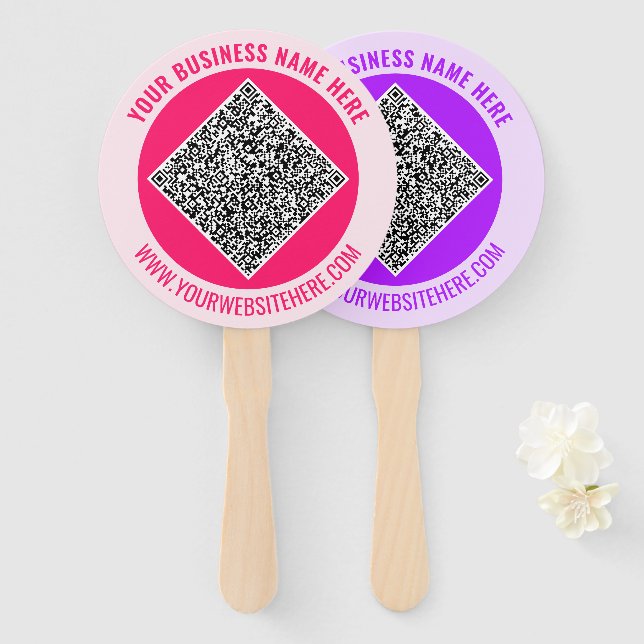 Custom QR Code Text and Colour Promotional Hand Fa Fan (Front and Back)