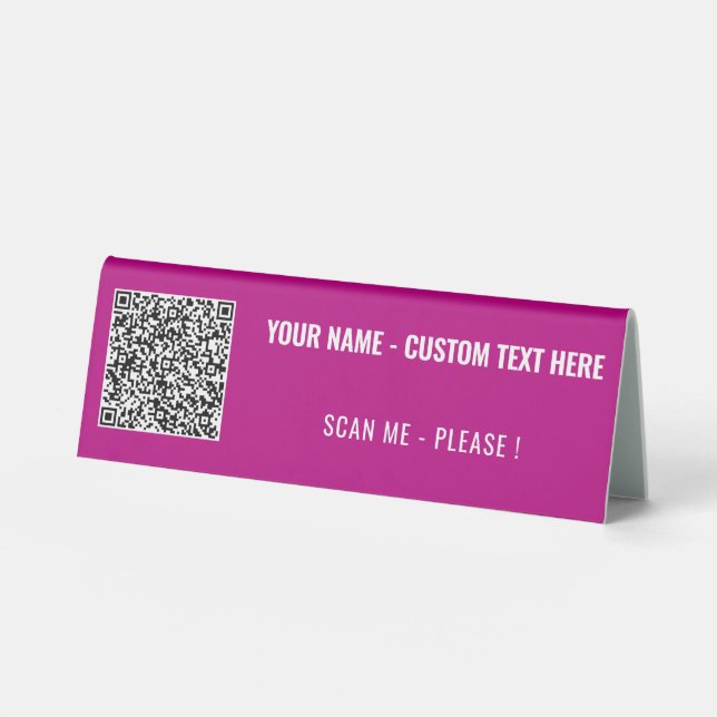 Custom QR Code Text and Colours Table Tent Sign (Front)