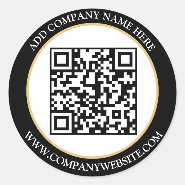 Custom QR Code Text Black White Classic  Classic Round Sticker (Front)