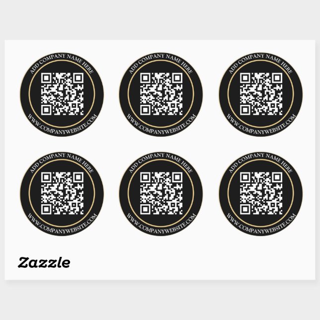 Custom QR Code Text Black White Classic  Round Sticker (Sheet)