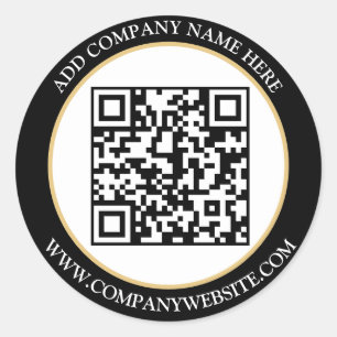 Custom QR Code Text Black White Classic  Round Sticker