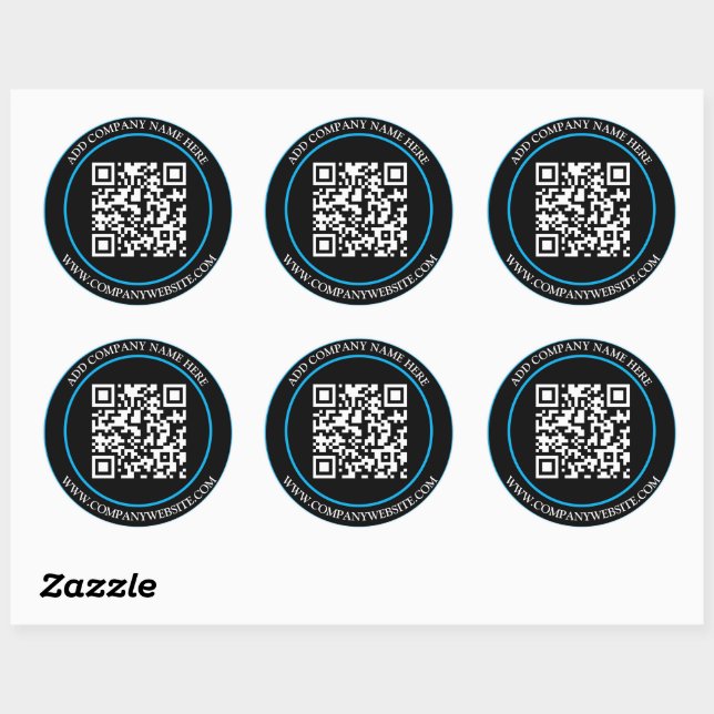 Custom QR Code Text Black White Classic  Round Sticker (Sheet)