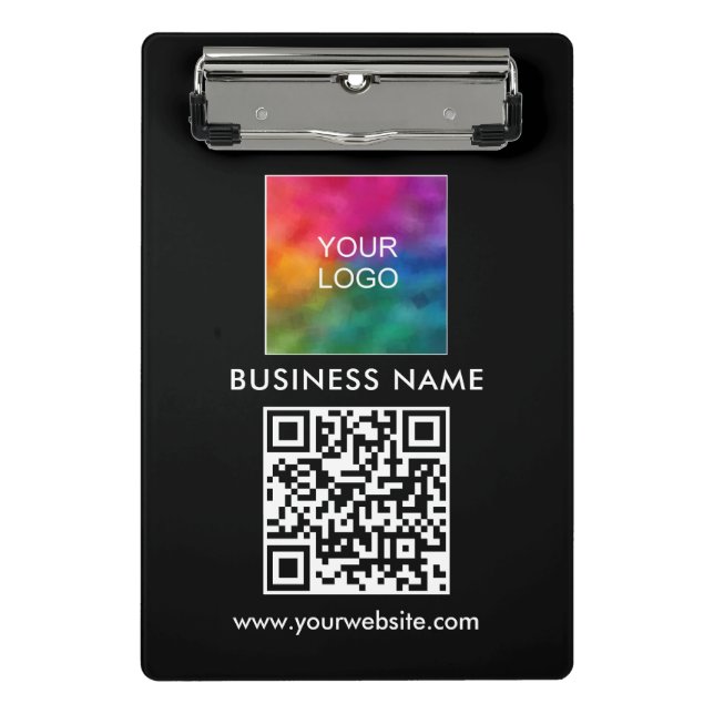 Custom QR Code Text Business Logo Modern Simple Mini Clipboard (Front)