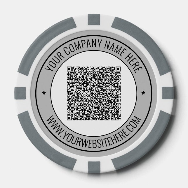 Custom QR Code Text Business Poker Chips Example (Front)
