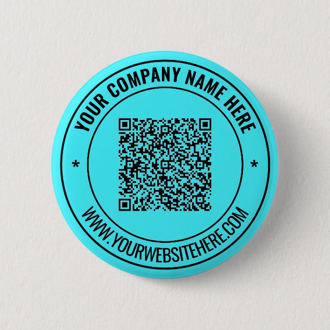 Custom QR Code Text Business Promotional Button (Front)