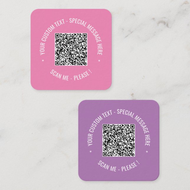 Custom QR Code Text Colour Business Card Template (Front/Back)