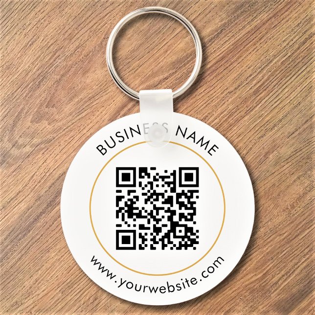 Custom QR Code Text Modern Black White Business Key Ring (Creator Uploaded)