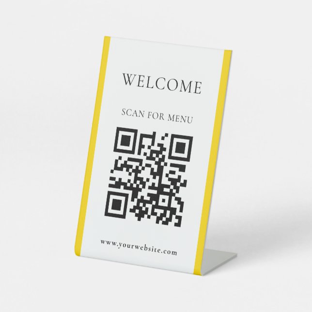 Custom QR Code Text Modern Business Pedestal Sign (Front)