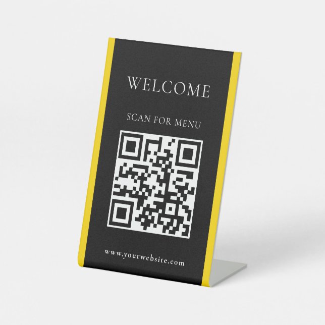 Custom QR Code Text Modern Business Pedestal Sign (Front)