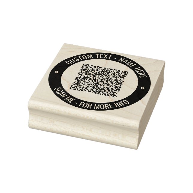 Custom QR Code Text Round Rubber Stamp Template (Stamp)