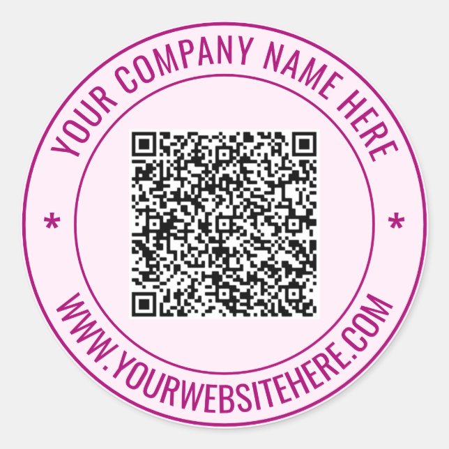 Custom QR Code Text Round Sticker Choose Colours (Front)