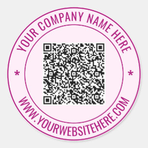 Custom QR Code Text Round Sticker Choose Colours