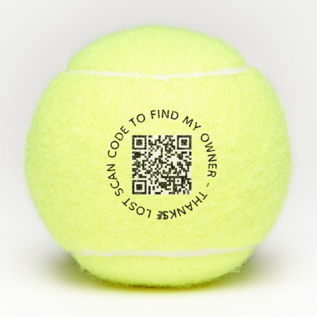 Custom QR Code text scan owner contact info Tennis Balls (Front)