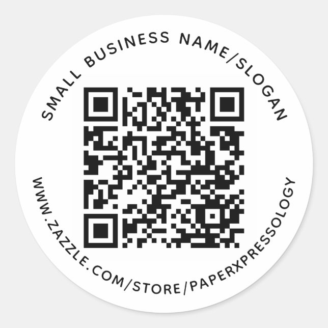 Custom QR Code Text Small Business Label Sticker  (Front)