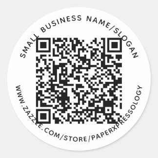 Custom QR Code Text Small Business Label Sticker 