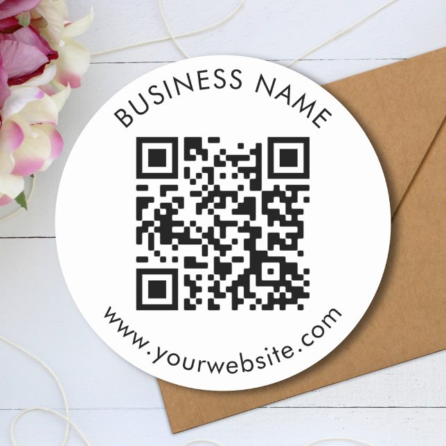 Custom QR Code Text Template Classic Round Sticker (Creator Uploaded)