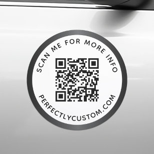 Custom QR code text white or any colour grey borde Car Magnet