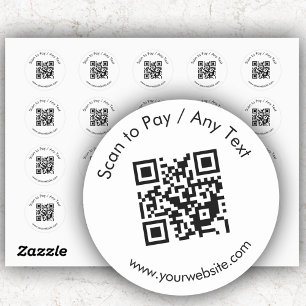 Custom QR Code / Text White Round Stickers Sheet