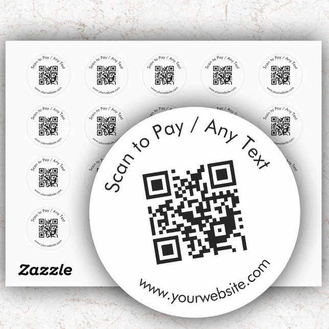 Custom QR Code / Text White Round Stickers Sheet (Creator Uploaded)