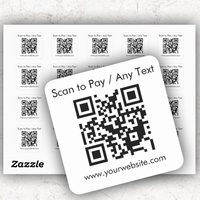 Custom QR Code / Text White Square Stickers Sheet (Creator Uploaded)