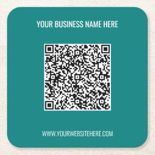 Custom QR Code Text Your Business Paper Coaster