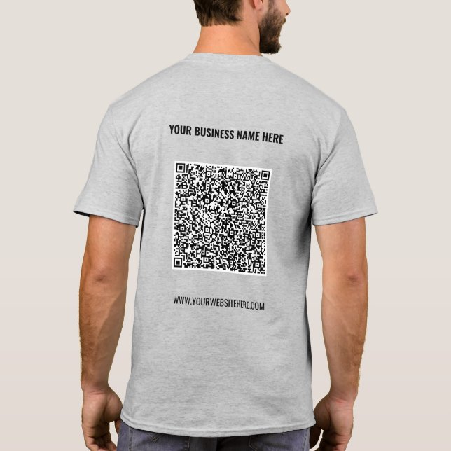 Custom QR Code Text Your Business T-Shirt Template (Back)