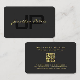 Custom QR Code Typography Gold Text Name Script Business Card