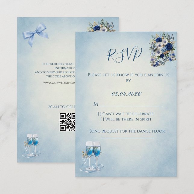 Custom QR Code Wedding RSVP Card (Front/Back)