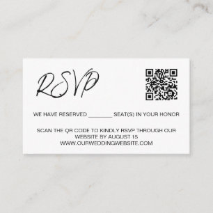 Custom QR code wedding website Reserved seats  Enclosure Card