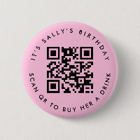 Custom Qr codes Cash App Birthday Pin, Light Pink