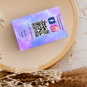 Custom QR Codes for Instagram and Facebook Purple  Business Card
