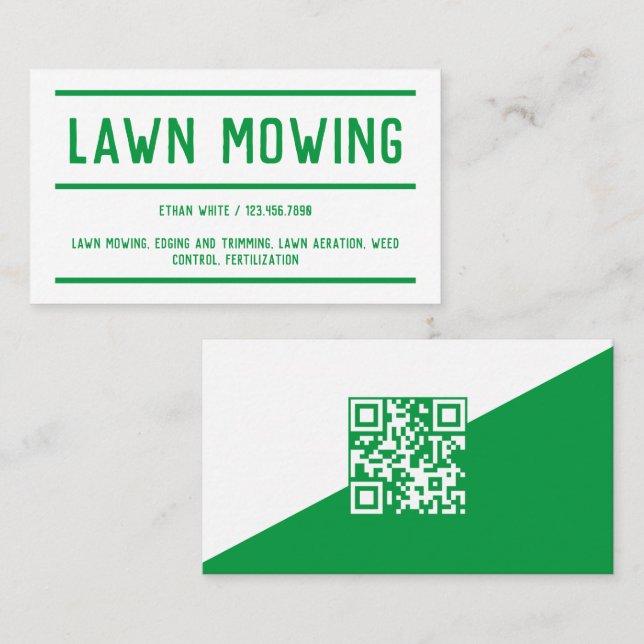 Custom QR Lawn Mowing Business Card (Front/Back)