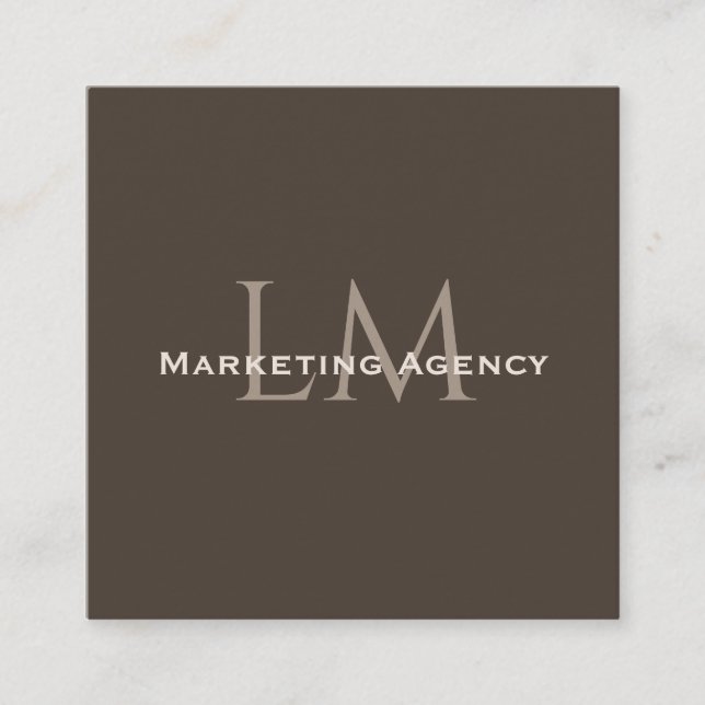 Custom QR Monogram Calling Card Taupe Brown (Front)