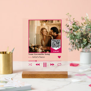 Custom QR Music Photo Plaque with Romantic Album  Acrylic Sign