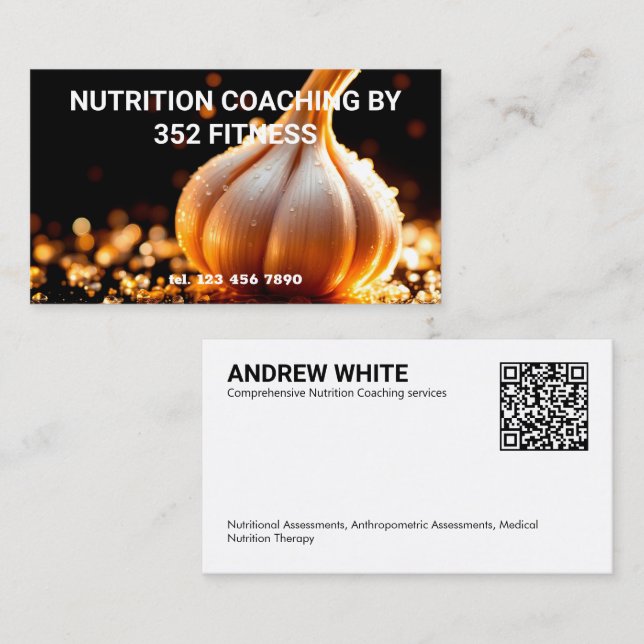 Custom QR Nutrition Coach Business Card (Front/Back)
