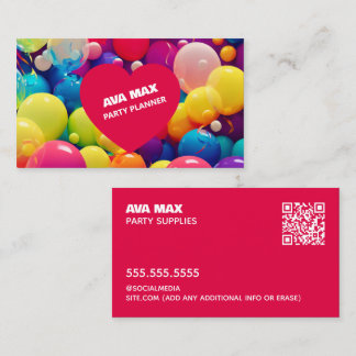 Custom QR Party Planner Ballon Business Card