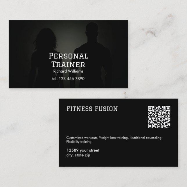 Custom QR Personal Trainer Business Card (Front/Back)