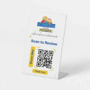 Custom QR Review Table Sign with Logo
