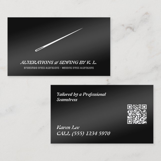 Custom QR Sewer Tailoring & Alterations Business Card (Front/Back)